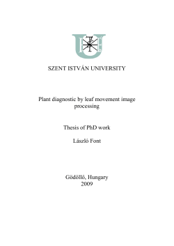 SZENT ISTV&Aacute;N UNIVERSITY Plant diagnostic by leaf