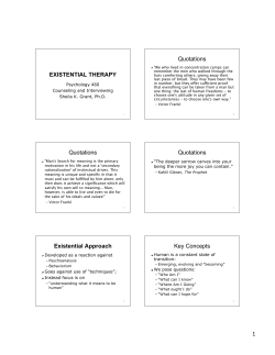 EXISTENTIAL THERAPY Quotations Quotations