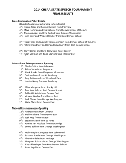 2014 CHSAA STATE SPEECH TOURNAMENT FINAL RESULTS