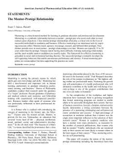 The Mentor-Prot&eacute;g&eacute; Relationship