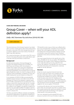 Group Cover – when will your ADL definition apply?