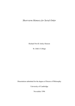 Short-term Memory for Serial Order