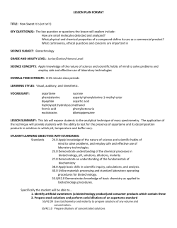 LESSON PLAN FORMAT TITLE: How Sweet it Is (or Isn`t) KEY