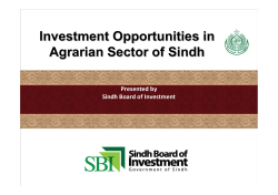 Investment Opportunities in Agrarian Sector of Sindh