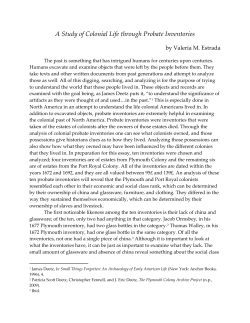 A Study of Colonial Life through Probate Inventories