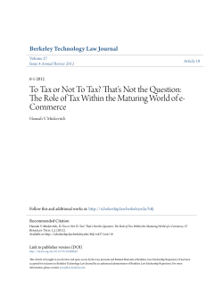 to tax or not to tax? that`s not the question: the role of tax within the