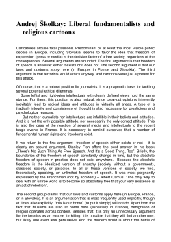 Andrej &Scaron;kolkay: Liberal fundamentalists and religious cartoons