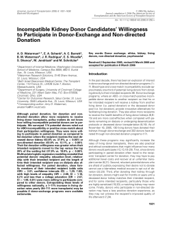 Incompatible Kidney Donor Candidates` Willingness to Participate in