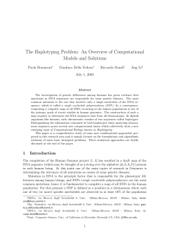 The Haplotyping Problem: An Overview of Computational