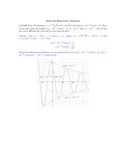 Place the equation y = e 3 cos 4t-sin 4t ) in the form y = Ae −ct cos(ωt