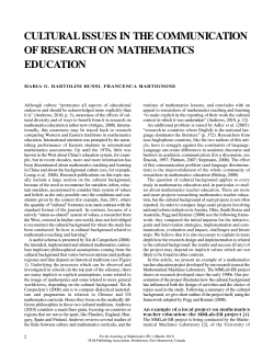 cultural issues in the communication of research on mathematics
