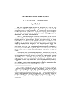 patent invalidity versus noninfringement 2013-03-27 - Chicago-Kent