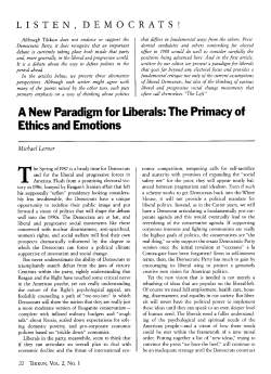 A New Paradigm for Liberals: The Primacy of