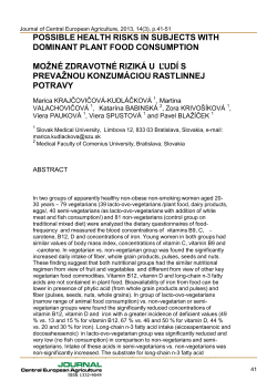 possible health risks in subjects with dominant plant food