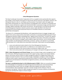 2013 Desert LCC Critical Management Questions