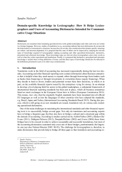 Sandro Nielsen* Domain-specific Knowledge in Lexicography: How