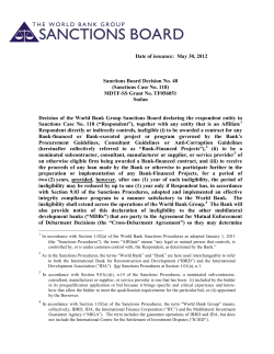 Date of issuance: May 30, 2012 Sanctions Board Decision No. 48