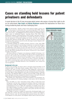 Cases on standing hold lessons for patent privateers and defendants