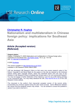 Nationalism and multilateralism in Chinese foreign policy