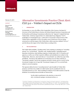 Alternative Investments Practice Client Alert: CLO 3.0 &ndash; Volcker`s