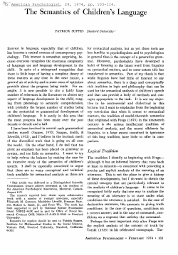The Semantics of Children`s Language