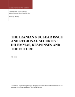 the iranian nuclear issue and regional security: dilemmas