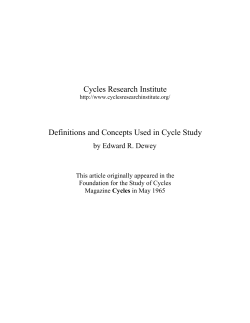 Definitions and Concepts Used in Cycle Study