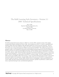 Kolb Learning Style Inventory&mdash;Version 3.1