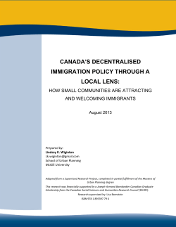 canada`s decentralised immigration policy through a local lens