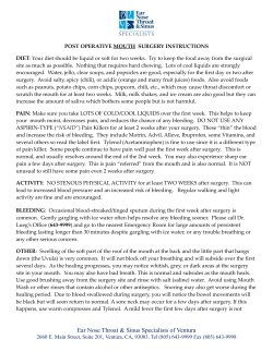 Post Operative Mouth Surgery Instructions