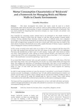 Mortar Consumption Characteristics of `Brickwork` and a Framework