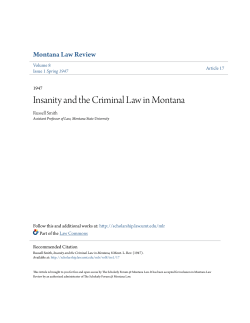 Insanity and the Criminal Law in Montana