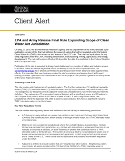 June 4, 2015 EPA and Army Release Final Rule Expanding Scope