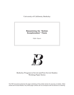 "Reexamining the `Serbian Exceptionalism` Thesis" by V