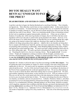 DO YOU REALLY WANT REVIVAL? ENOUGH TO PAY THE PRICE?