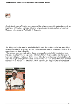 Prof Abdufatah Speaks on the Importance of Unity of the Ummah
