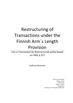 Restructuring of Transactions under the Finnish Arm´s Length