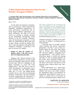 Perspectives: A New Global Development Goal for the World`s