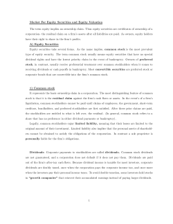 Market For Equity Securities and Equity Valuation The term equity