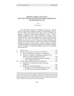ripening green litigation: the case for deconstitutionalizing ripeness