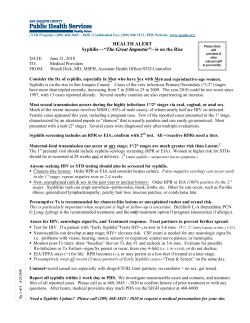 HEALTH ALERT Syphilis&mdash;&ldquo;The Great Impostor&rdquo;