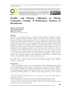 Prolific and Priority Offenders in British Columbia, Canada