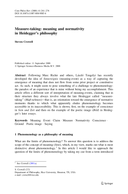 Measure-taking: meaning and normativity in Heidegger`s philosophy