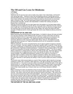 The Oil and Gas Lease In Oklahoma