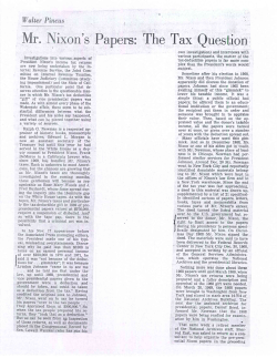 Mr. Nixon`s Papers: The Tax Question
