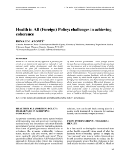 Health in All (Foreign) Policy: challenges in
