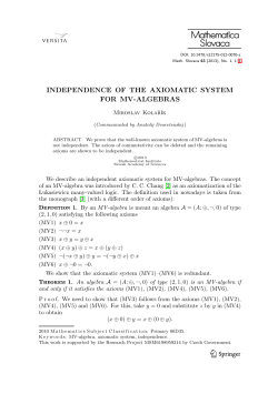 independence of the axiomatic system for mv - Phoenix