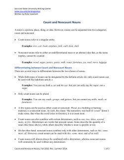 Count and Noncount Nouns - San Jose State University