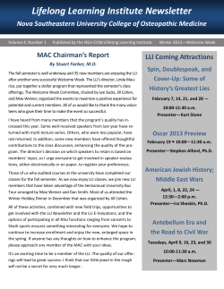 LLI Winter Welcome Week Newsletter