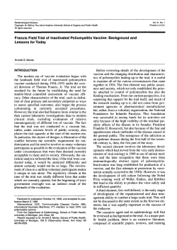 Francis Field Trial of Inactivated Poliomyelitis Vaccine: Background
